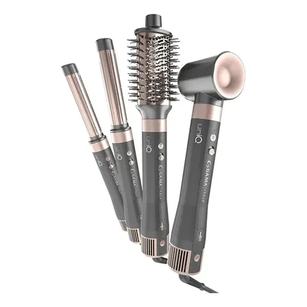 Secador E Modelador De Cabelo Multistyler UniQ Aura 4 em 1 Cinza/Rose 1500W Gama 220v