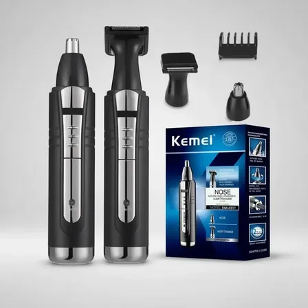 Aparador de Pelos Kemei KM-6511 Nariz Orelhas Sem Fio Preto