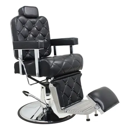 Poltrona Reclinável Cadeira Imperial Barbeiro Hidráulica Preto It Reclinável Redonda