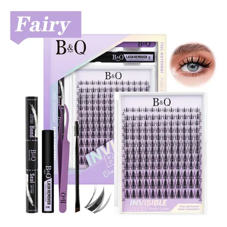Kit Extensão de Cílios B&Qaugen Fairy de Mink Sintético Curvatura D para Iniciantes