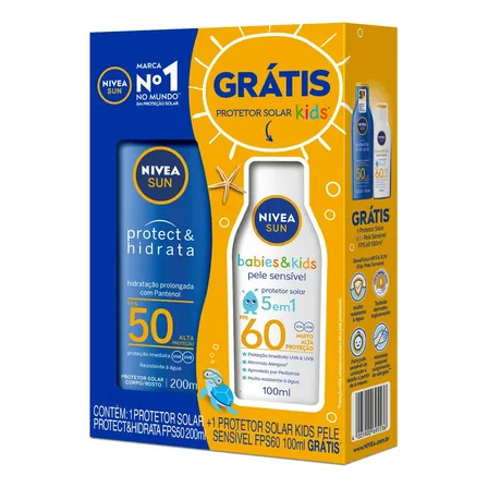 Kit Protetor Nivea Adulto Fps50 200ml + Kids Fps60 100ml