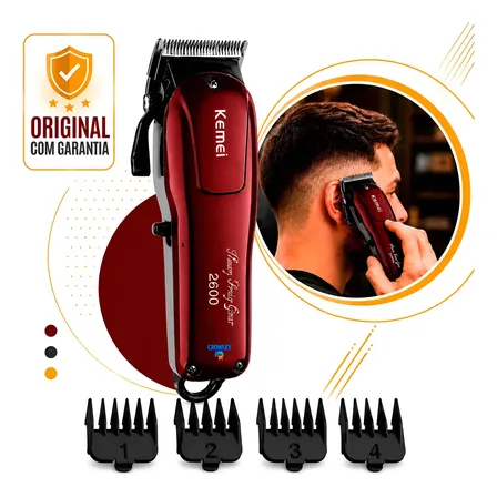 Maquina De Cortar Cabelo  Profissional Kemei  Km-2600 Bivolt Bordô 127/220v